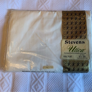 Vintage NWT Stevens White Ultica Percale 100% Cotton Full Flat Sheet‎ 81X108